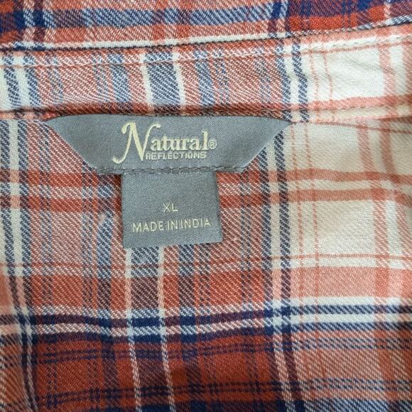 Natural Reflections Flannel Plaid Embroidered Top XL Red Cozy Cottagecore Retro - Picture 9 of 11